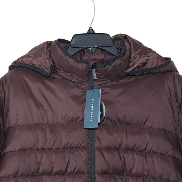 Perry Ellis Mens Lightweight Hooded Puffer Jacket - Mens XXL - Mole - NWT - Picture 5 of 7